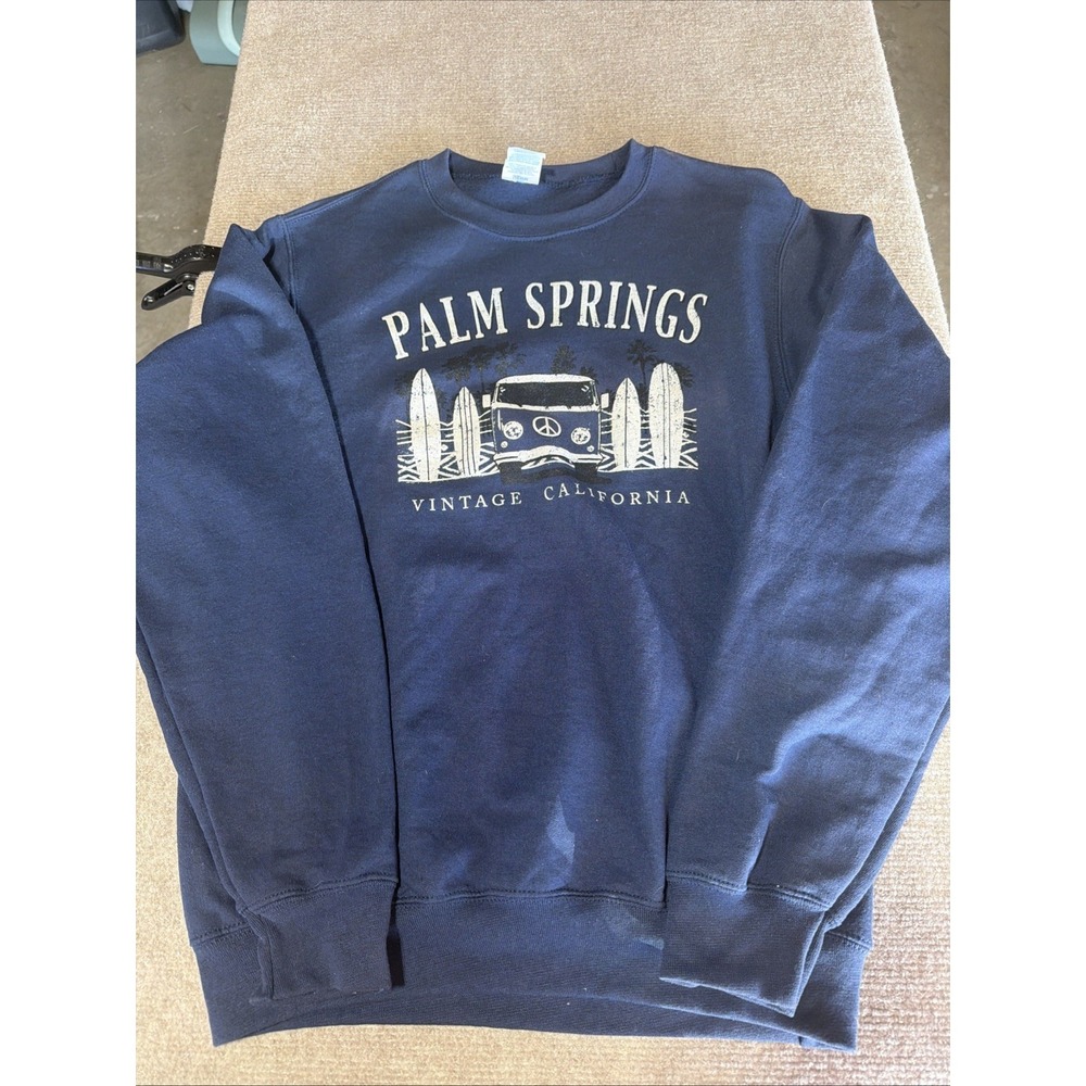 Palm Springs California Blue Pullover Sweater Blue Size Small - Picture 2 of 10